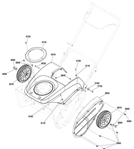 Wheel And Body Covering Group Diagram and Parts List for 1696552-00 2015 Briggs and Stratton Snow Blower